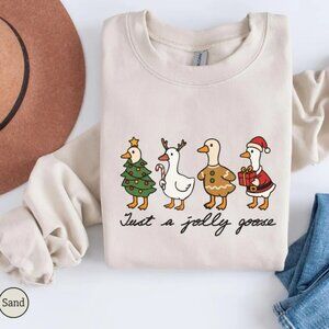Just A Jolly Goose Sweatshirt, Christmas Goose Sweatshirt, Duck Christmas Sweats